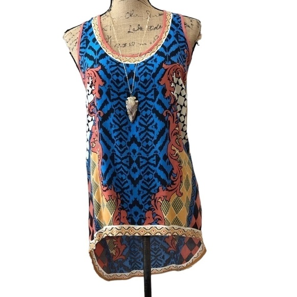 BILLY By Flying Tomato Aztec Boho Hi Low Tank Size Small - Picture 3 of 8